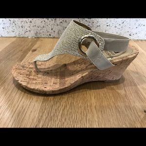 White Mountain Glitter Wedge Sandals